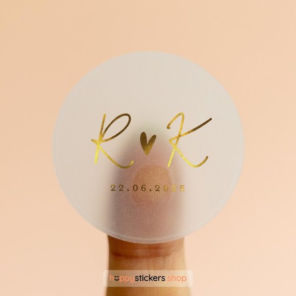Jingle Monogram Stickers with Initials & Date • Wedding Stickers • Circle Labels - Picture 11 of 17